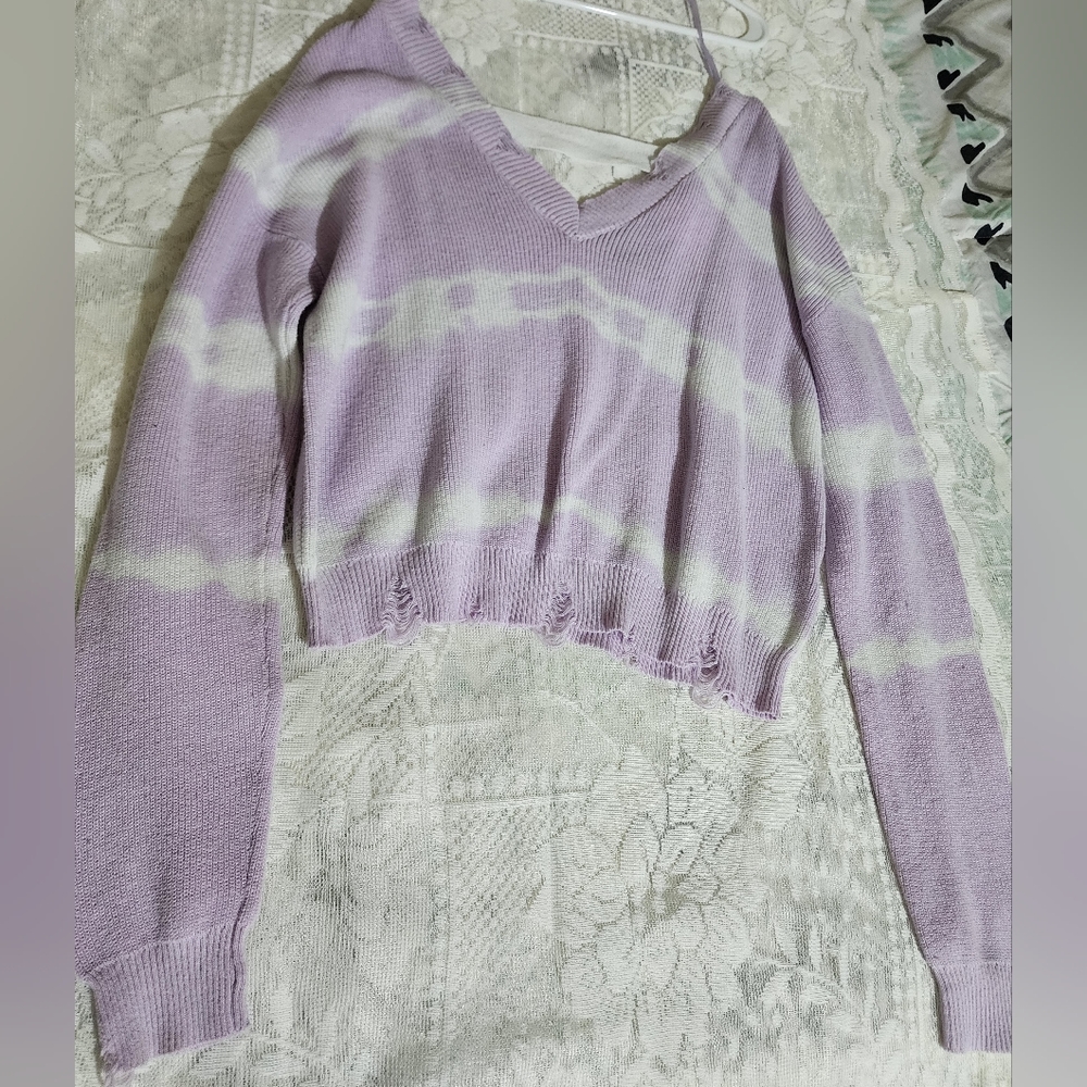 Distressed Cropped Sweater